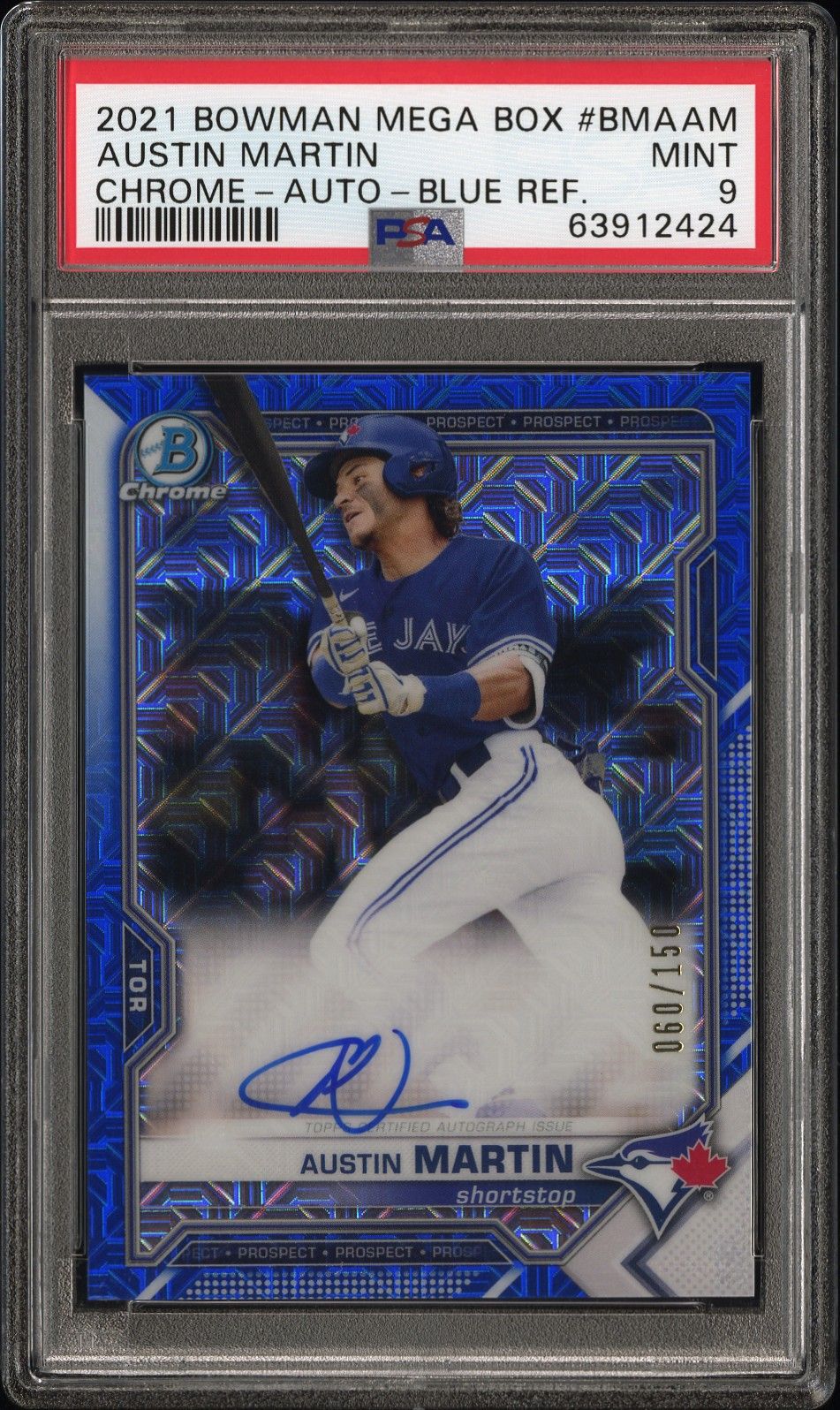 2021 Bowman BOWMAN MEGA BOX CHROME AUTOGRAPHS AUTO-BLUE REF. #BMAAM Austin Martin front