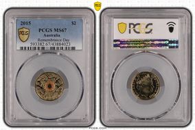 2015 $2 Remembrance Day Colorized In Flanders Fields MS67