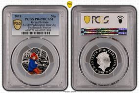 2018 50p S-H49 Paddington Bear Ag Paddington Station PR69DCAM
