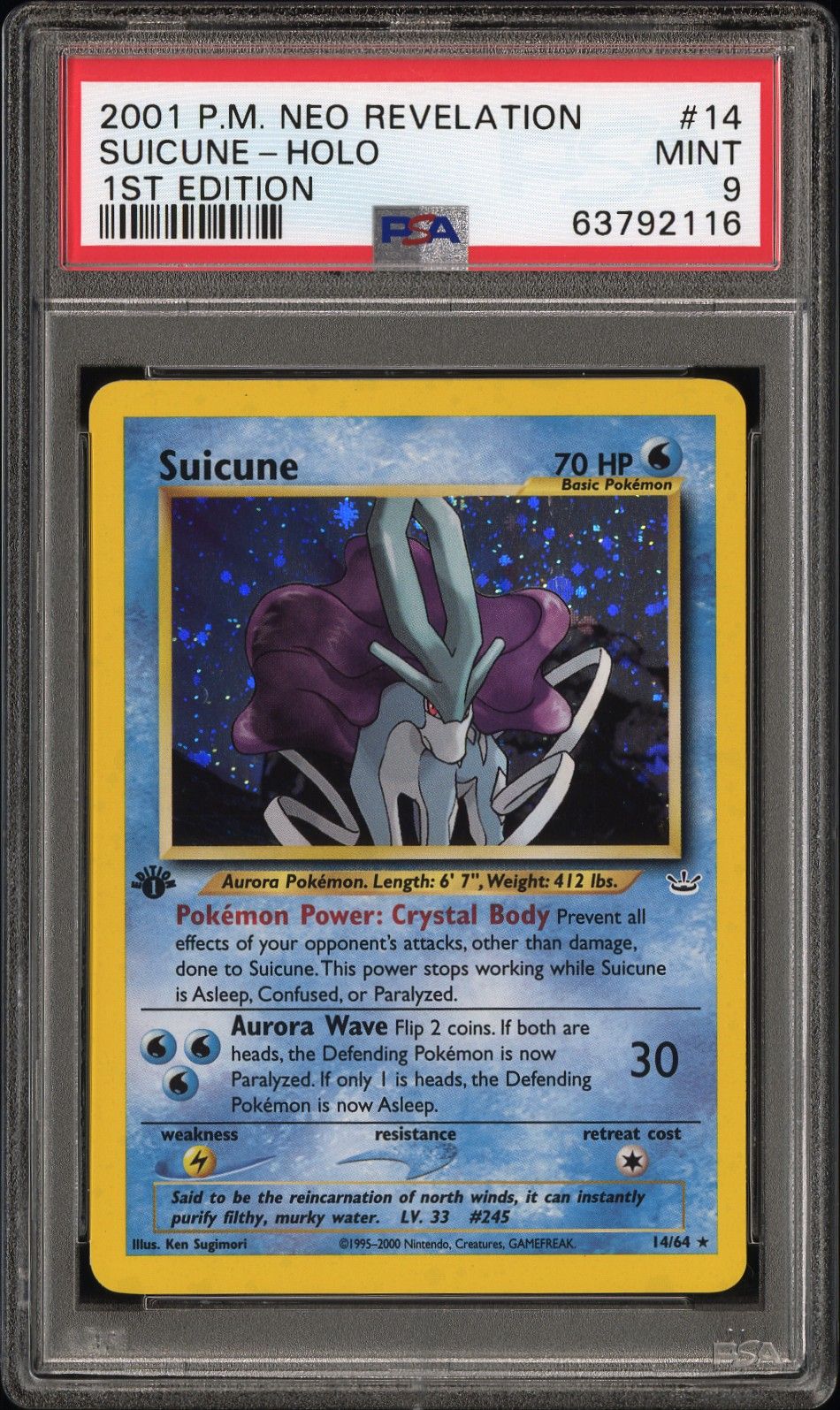 2001 Pokemon POKEMON NEO REVELATION 1ST EDITION #14 Suicune-Holo front