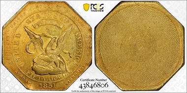 1851 "880" $50 RE Augustus Humbert AU58