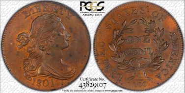 1801 1C S-221 100/000 MS63+ RB