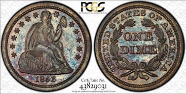 1856 10C Small Date PR65