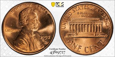 1992-D 1C MS68RD
