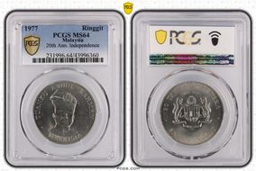 1977 Ringgit 20th Ann. Independence MS64
