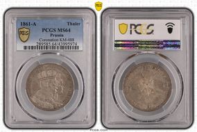 1861-A Thaler Coronation KM-488  Ag MS64