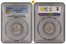 1930-BP 20 Leva KM-41  Ag MS63