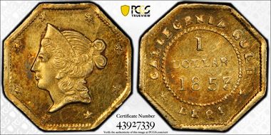 1853 G$1 BG-522 AU58