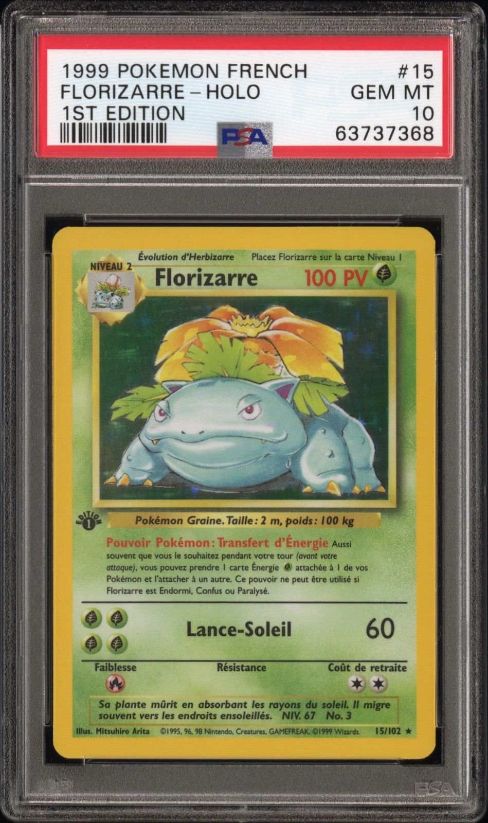 1999 Pokemon Base Set 1ST EDITION #15 Florizarre-Holo front
