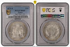 1873-A 5 Fr Gad-745a F-334 MS65