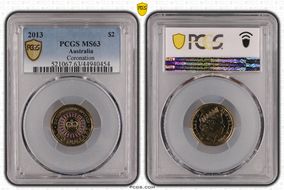 2013 $2 Coronation Colorized MS63