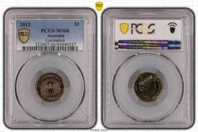 2013 $2 Coronation Colorized MS66