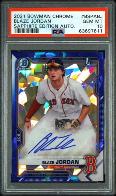2021 Bowman BOWMAN CHROME SAPPHIRE EDITION AUTOGRAPHS SAPPHIRE EDITION AUTO. #BSPABJ Blaze Jordan front