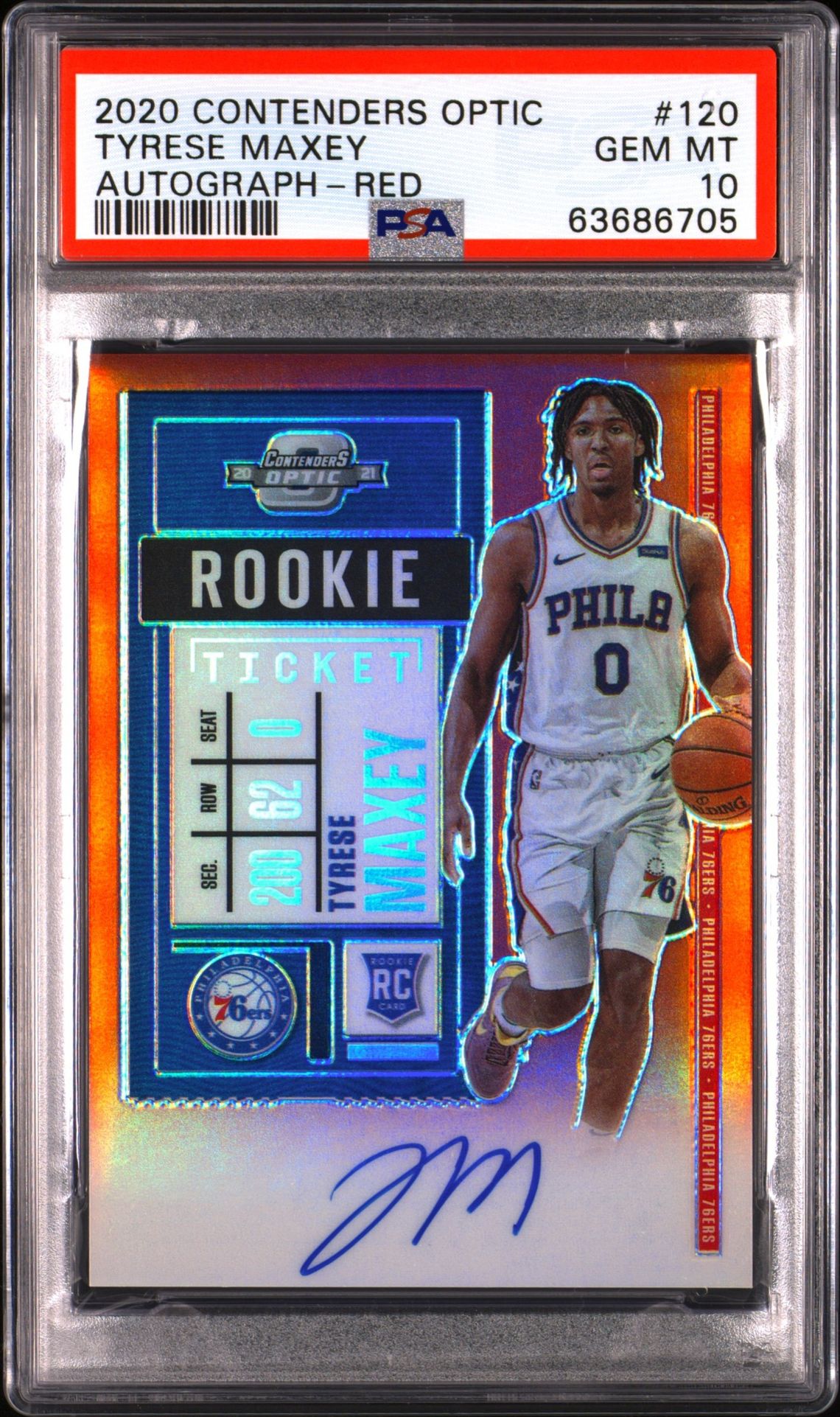 2020 Panini PANINI CONTENDERS OPTIC AUTOGRAPH-RED #120 Tyrese Maxey front