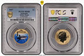 2007 $1 White Shark  Colorized MS68