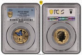 2014 $1 Ulysses Butterfly Colorized MS68