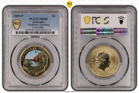 2009-P $1 Northern Territory Colorized Crocodile MS69
