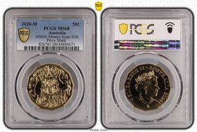 2020-M 50C ANDA Money Expo Gilt Privy Mark MS68