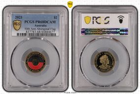 2021 $2 50th Ann Aboriginal Flag Colorized PR68DCAM