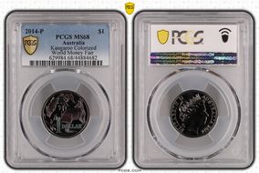 2014-P $1 Kangaroo Ag Colorized World Money Fair MS68