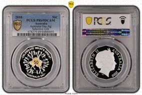 2010 50C Australia Day Ag Selective Gilt PR69DCAM