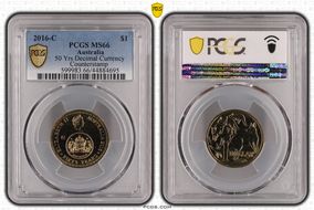 2016-C $1 50 Yrs Decimal Currency Canberra Counterstamp MS66