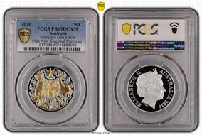 2016 50C Selective Gilt Silver 50th Ann. Decimal Currency PR69DCAM