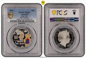 2016 50C Big Ted Play School Colorized MS69