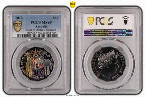 2012 50C Coat of Arms Colorized MS69