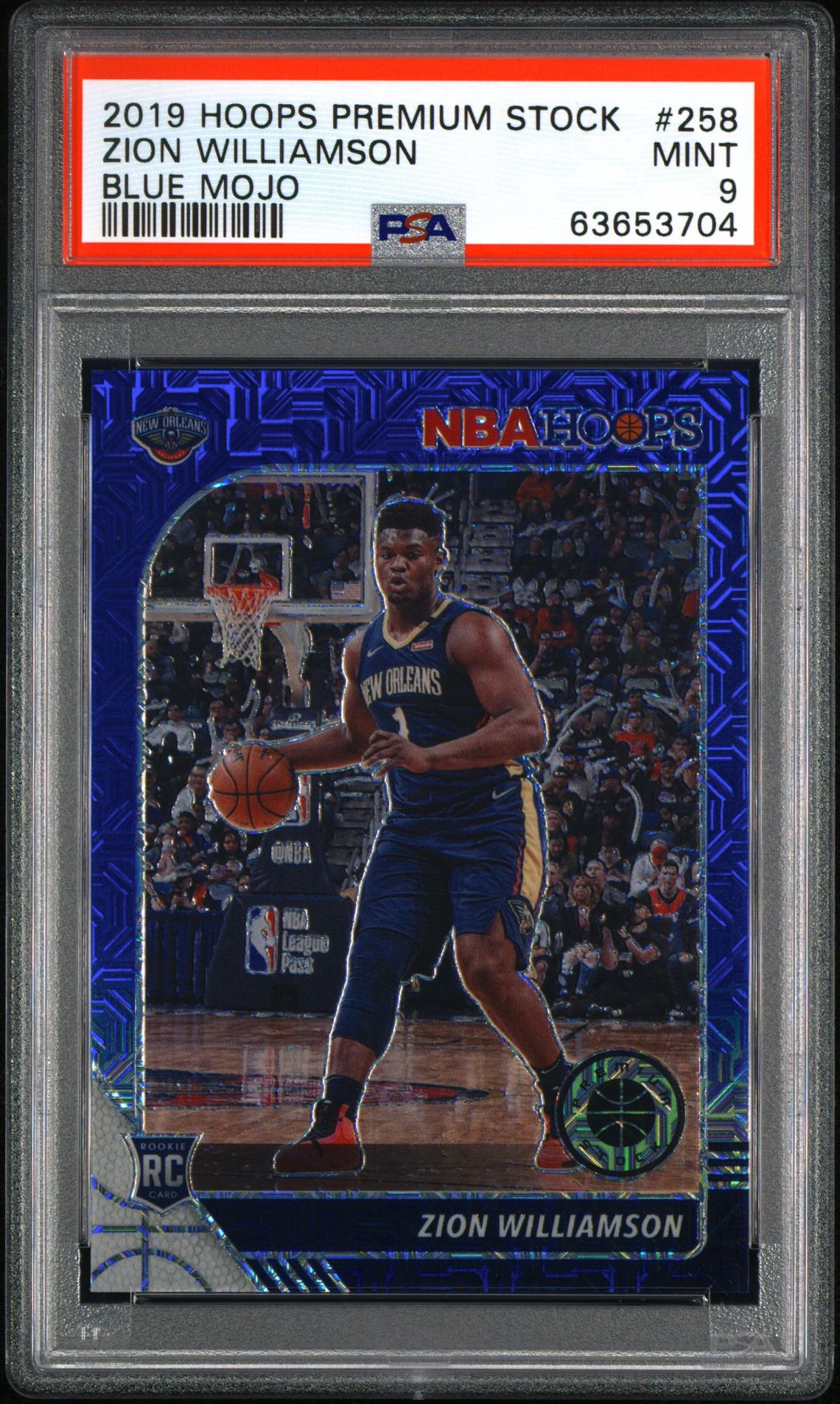 2019 Panini PANINI HOOPS PREMIUM STOCK BLUE MOJO #258 Zion Williamson front