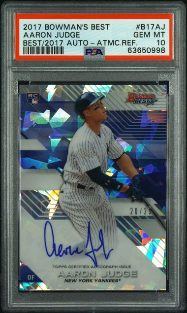 2017 Bowman BOWMAN'S BEST BEST OF 2017 AUTOGRAPH Atomic Refractor #B17AJ Aaron Judge front