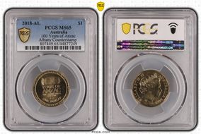 2018-AL $1 100 Years of Anzac Albany Counterstamp MS65