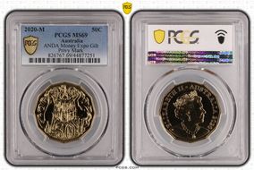 2020-M 50C ANDA Money Expo Gilt Privy Mark MS69