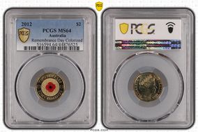 2012 $2 Remembrance Day Colorized MS64