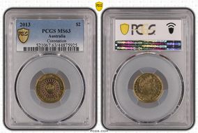 2013 $2 Coronation Colorized MS63