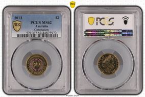 2013 $2 Coronation Colorized MS62