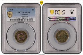 2013 $2 Coronation Colorized AU58