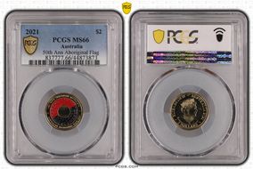 2021 $2 50th Ann Aboriginal Flag Colorized MS66