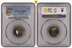 2020-C $2 75th Ann End of WWII Colorized MS68