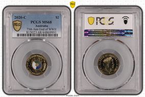 2020-C $2 75th Ann End of WWII Colorized MS68