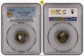 2020-C $2 75th Ann End of WWII Colorized MS68