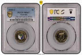 2020-C $2 75th Ann End of WWII Colorized MS67