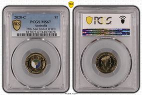 2020-C $2 75th Ann End of WWII Colorized MS67