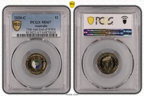 2020-C $2 75th Ann End of WWII Colorized MS67