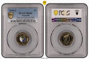 2020-C $2 75th Ann End of WWII Colorized MS68