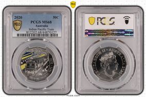 2020 50C Indian Pacific Train Colorized MS68