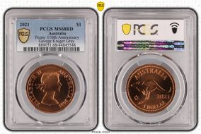 2021 $1 Penny 110th Anniversary  George Kruger Gray MS68RD