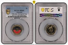 2021 $2 50th Ann Aboriginal Flag Colorized MS69