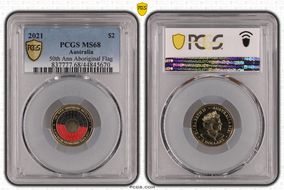 2021 $2 50th Ann Aboriginal Flag Colorized MS68