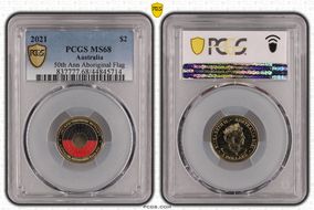 2021 $2 50th Ann Aboriginal Flag Colorized MS68